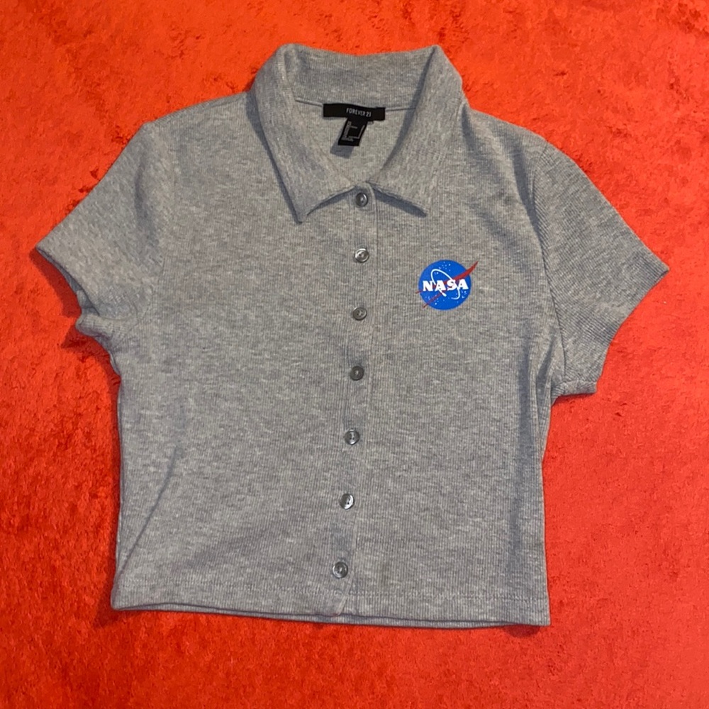 Gray nasa crop top